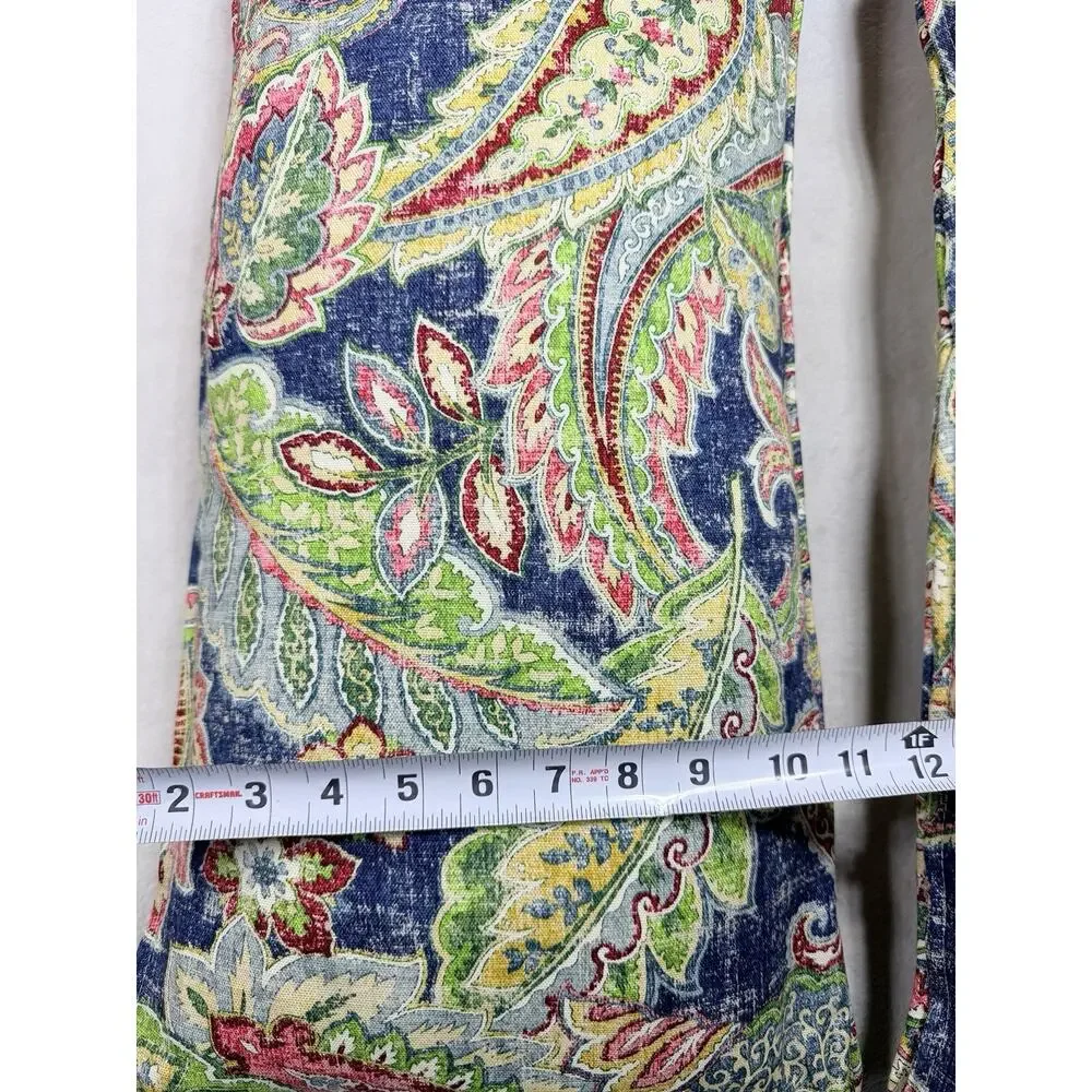 Newport-Layton Home Paisley Down Throw Pillows Navy Blue Floral Pair Set of 2